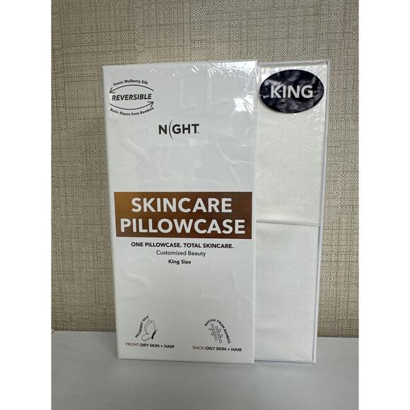 Night Reversible Skincare Pillowcase Mulberry Silk + Rayon From Bamboo NEW - Picture 1 of 4